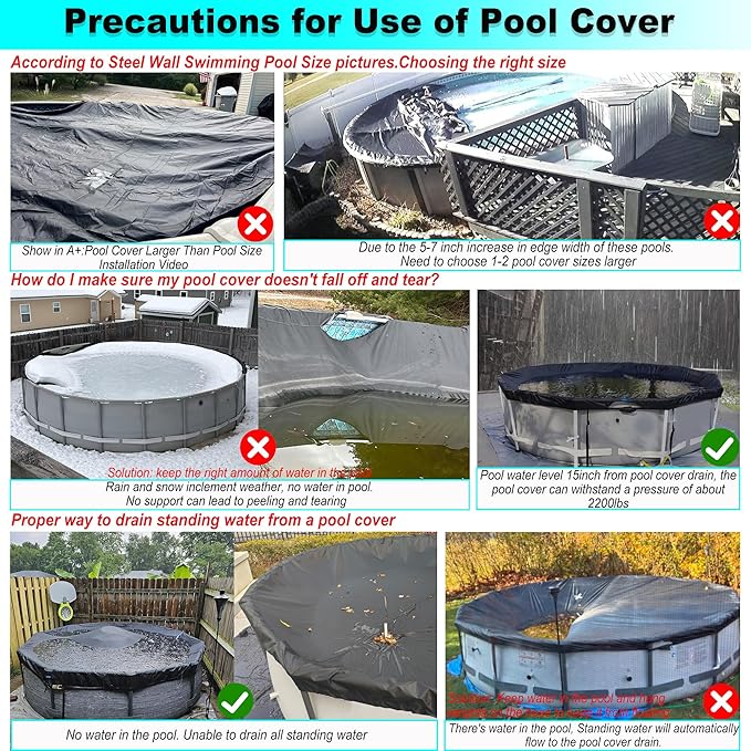 21 Ft Pool Cover, with Automatic Drain Round Pool Cover, One-Piece Quick Installation and Removal Above Ground Pool Cover, Preventing Waterlogging, UV Protected Solar Swimming Pool Cover