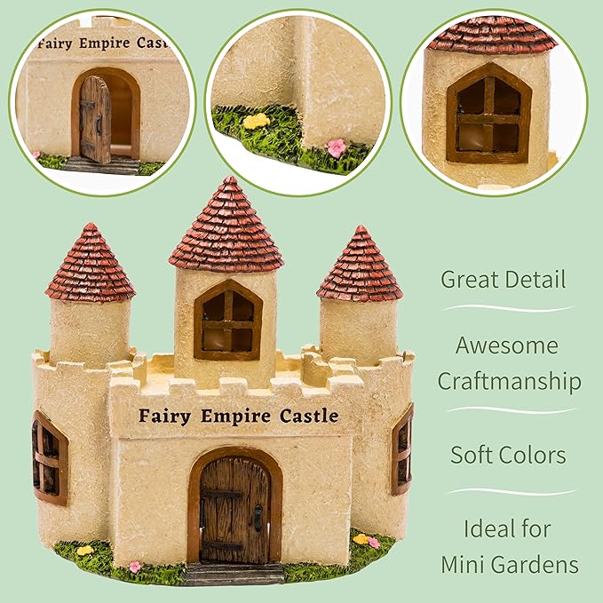 PRETMANNS Fairy Garden House – Large Fairy House for Outside – 9” High with Door That Opens – Sturdy Fairy Garden Building – Adorable Miniature Garden Accessories Supplies