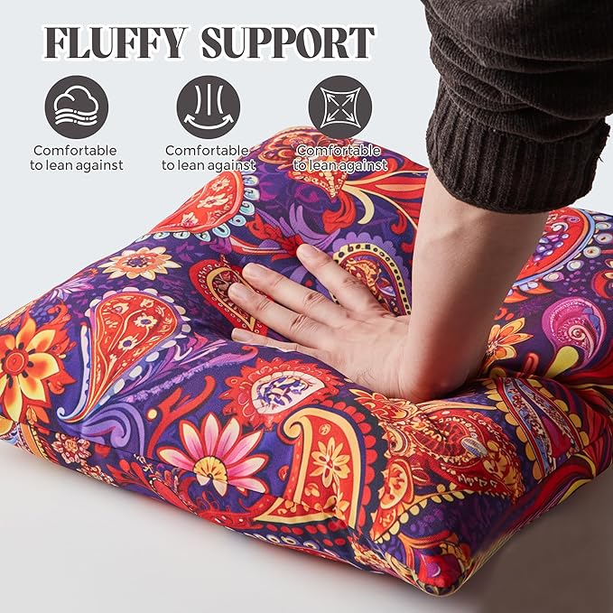 WOLKI Waterproof Outdoor Pillows 22x22 Feather and Down Filled Throw Pillow for Patio Furniture, Outside Decorative Pillow Set of 2 Flower