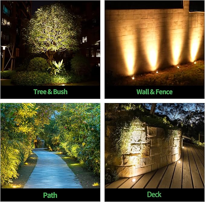 Outdoor Well Lights Low Voltage - 12V LED Inground Fixture, Bright 5 Colors Ground Landscape Lighting, Wired ORB Aluminum for Sideway Pathway Patio 9W 700LM 12 Pack