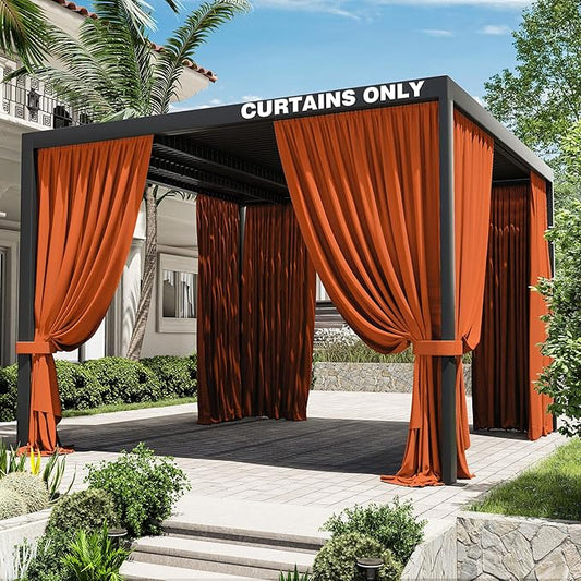 Gazebo Universal Replacement Privacy Curtain,12'×12' Gazebo Outdoor Waterproof Curtains, 4-Panels Sidewall Curtains with Double Zipper for Patio Canopy, Garden and Backyard (Curtain Only)
