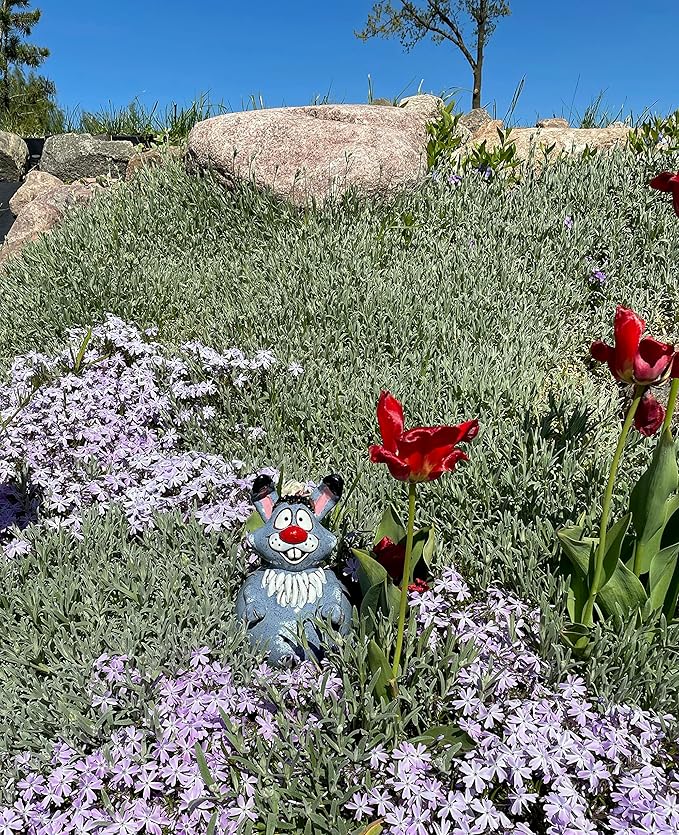 Ceramic Garden Decor - Bunny Lawn Stake - Outdoor Statue - Perfect, Unique Gifts for Gardeners Woman, Men, Yard Gifts - Handmade, Frostproof