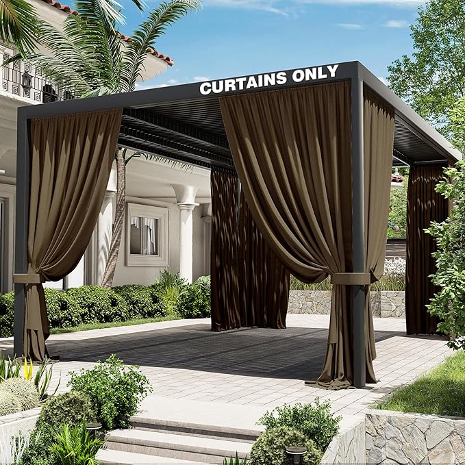Gazebo Universal Replacement Privacy Curtain,12'×16' Gazebo Outdoor Waterproof Curtains, 4-Panels Sidewall Curtains with Double Zipper for Patio Canopy, Garden and Backyard (Curtain Only)
