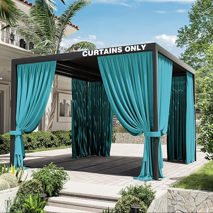 Gazebo Universal Replacement Privacy Curtain,10'×10' Gazebo Outdoor Waterproof Curtains, 4-Panels Sidewall Curtains with Double Zipper for Patio Canopy, Garden and Backyard (Curtain Only)
