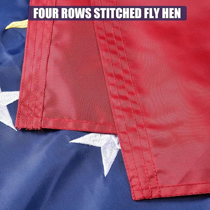 Georgia State Flag 4x6 Ft Deluxe Full Embroidered Premium Polyester Durable GA Outside Flag with Sewn Stripes and Brass Grommets for Indoor/Outdoor