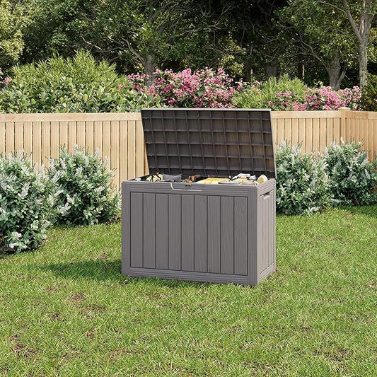 45 Gallon Outdoor Storage Box, Resin Deck Boxes Outdoor Waterproof For Patio Furniture, Garden Tools, Pool Supplies, Durable And UV Resistant, Lockabl