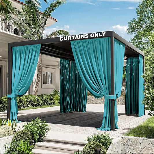 Gazebo Universal Replacement Privacy Curtain,10'×13' Gazebo Outdoor Waterproof Curtains, 4-Panels Sidewall Curtains with Double Zipper for Patio Canopy, Garden and Backyard (Curtain Only)