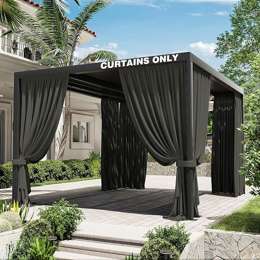 Gazebo Universal Replacement Privacy Curtain,10'×13' Gazebo Outdoor Waterproof Curtains, 4-Panels Sidewall Curtains with Double Zipper for Patio Canopy, Garden and Backyard (Curtain Only)