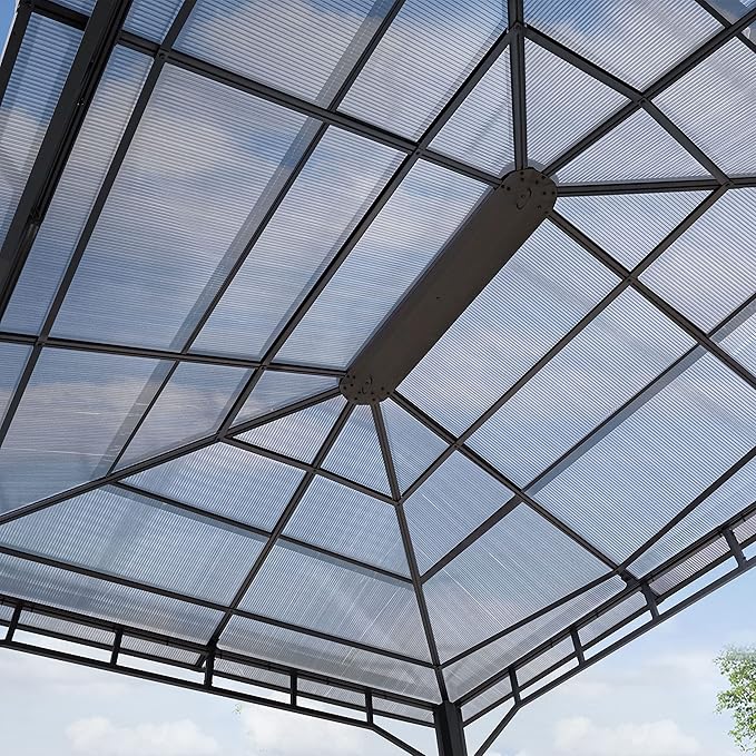 TOOLPORT Hardtop Gazebo 10x13 ft with Aluminum Frame and Approx. 8 mm Polycarbonate Roof