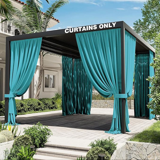 Gazebo Universal Replacement Privacy Curtain,12'×14' Gazebo Outdoor Waterproof Curtains, 4-Panels Sidewall Curtains with Double Zipper for Patio Canopy, Garden and Backyard (Curtain Only)