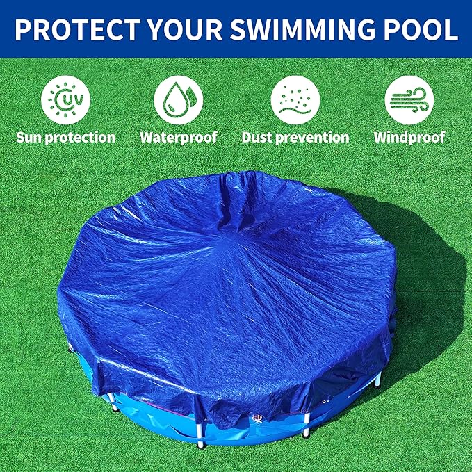 22Ft Pool Covers for(18F)Above Ground Pools, Winter Pool Cover,Heavy Duty Above Ground Pool Cover Includes Winch and Cable,UV Protection, Strength&Durability,Blue/Black(Cover Only)