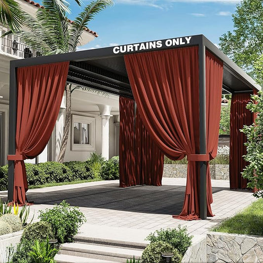 Gazebo Universal Replacement Privacy Curtain,12'×16' Gazebo Outdoor Waterproof Curtains, 4-Panels Sidewall Curtains with Double Zipper for Patio Canopy, Garden and Backyard (Curtain Only)