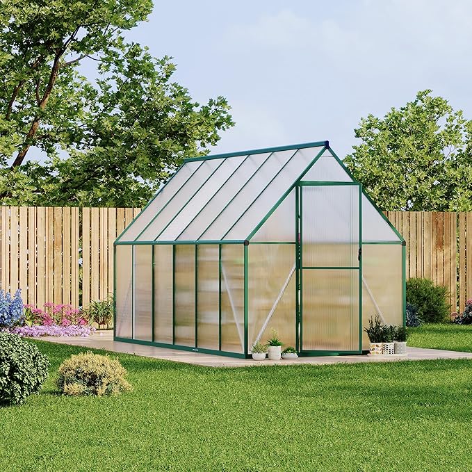 6X11 ft Polycarbonate Greenhouse with Aluminum Frame, Polycarbonate Greenhouse for Outdoors, Greenhouses with Ventilation, Aluminum Large Walk-in Greenhouses for Outside