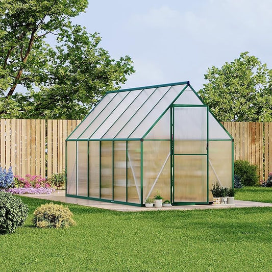 6X11 ft Polycarbonate Greenhouse with Aluminum Frame, Polycarbonate Greenhouse for Outdoors, Greenhouses with Ventilation, Aluminum Large Walk-in Greenhouses for Outside